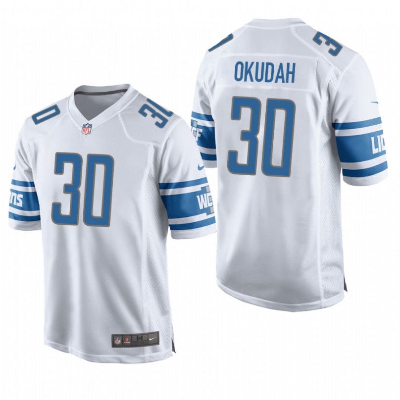 Men Detroit Lions #30 Jeff Okudah Nike White Vapor Limited NFL Jersey